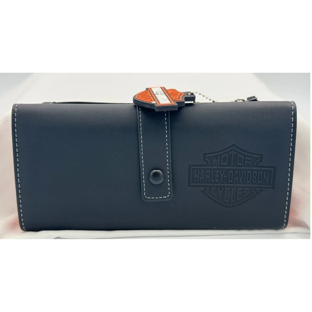 Womens' Harley-Davidson Black & Orange Trifold Travel Organizer Wallet Billfold
